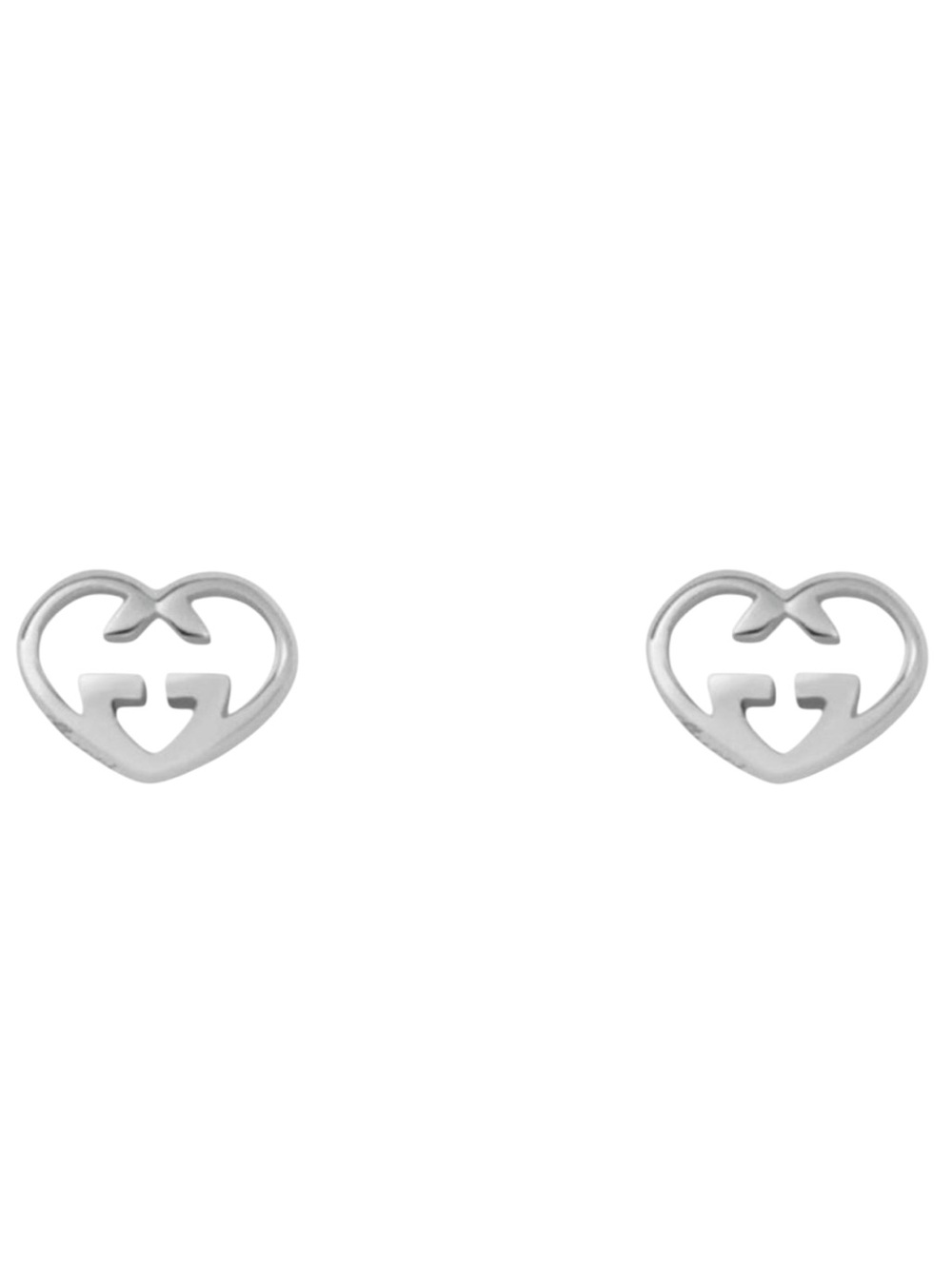 NWT Authentic Gucci Heart Interlocking G Earrings 925 Sterling Silver 10x9mm⁠
